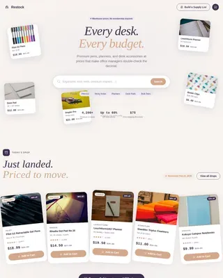 Luxe Minimal Bulk Office Supplies Landing Page Template