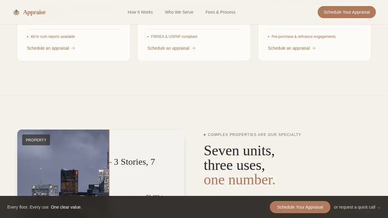 Mixed-Use Building Appraiser Landing Page Template