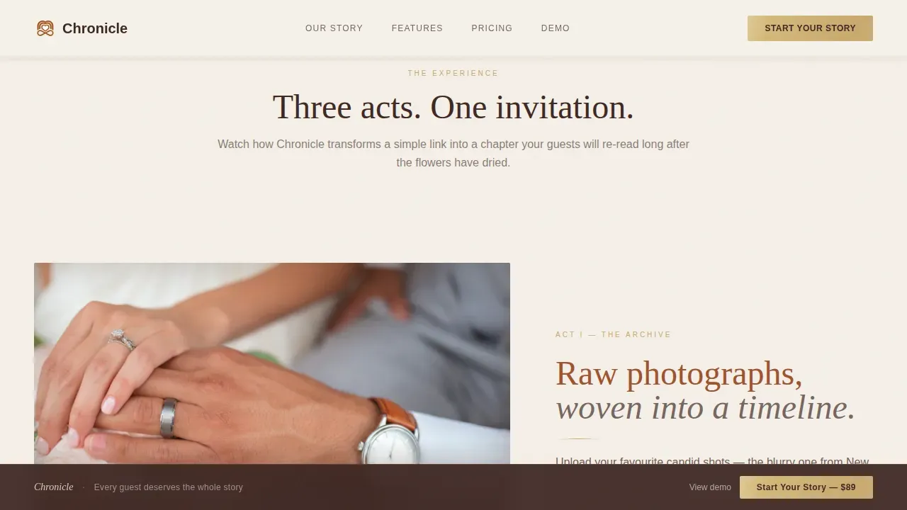 Heritage Story Wedding Event Registration Landing Page