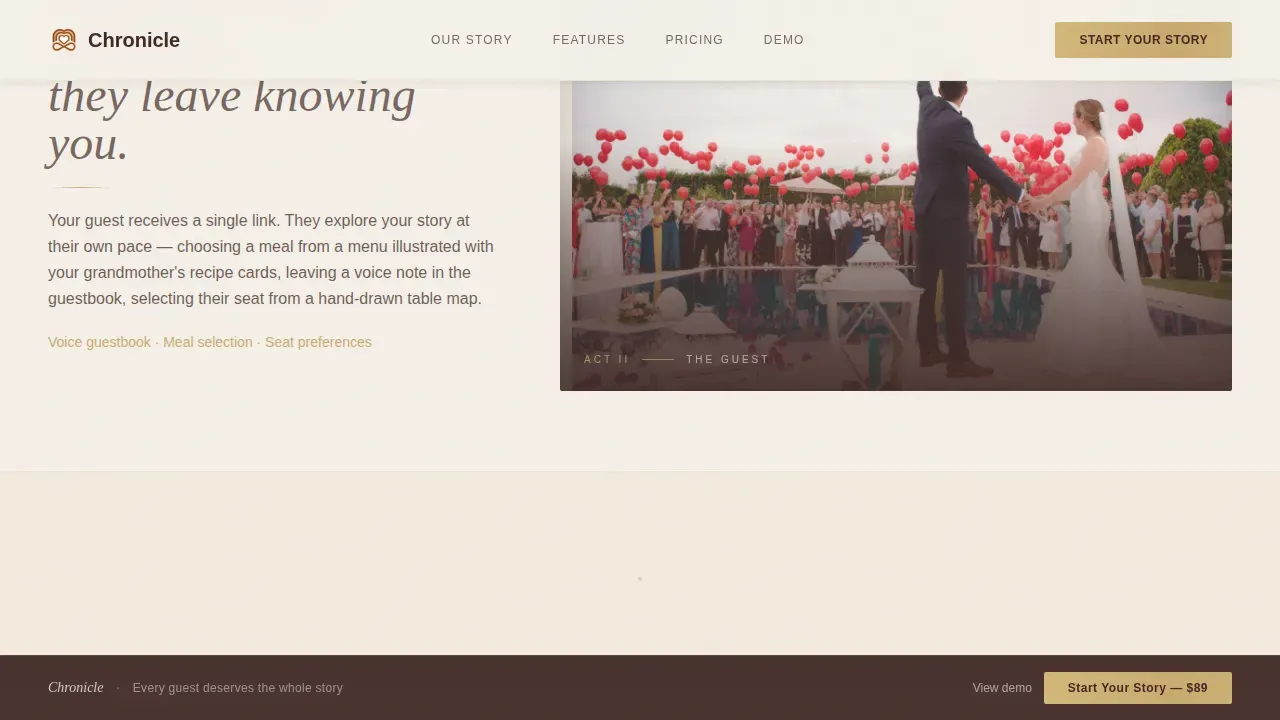 Heritage Story Wedding Event Registration Landing Page