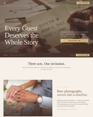 Heritage Story Wedding Event Registration Landing Page
