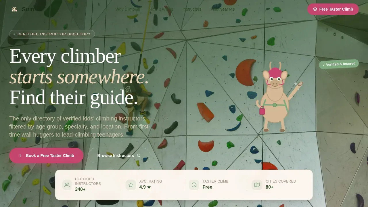 Kids Climbing Instructor Directory Landing Page Template