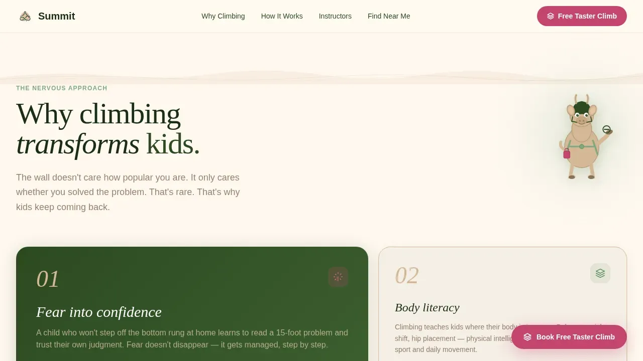 Kids Climbing Instructor Directory Landing Page Template