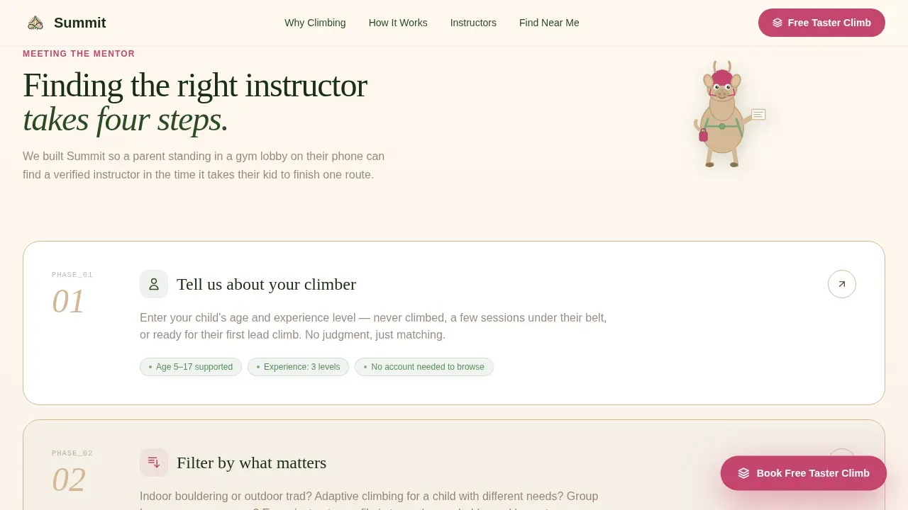 Kids Climbing Instructor Directory Landing Page Template
