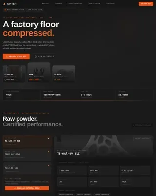Additive Manufacturing Service Bureau Landing Page Template