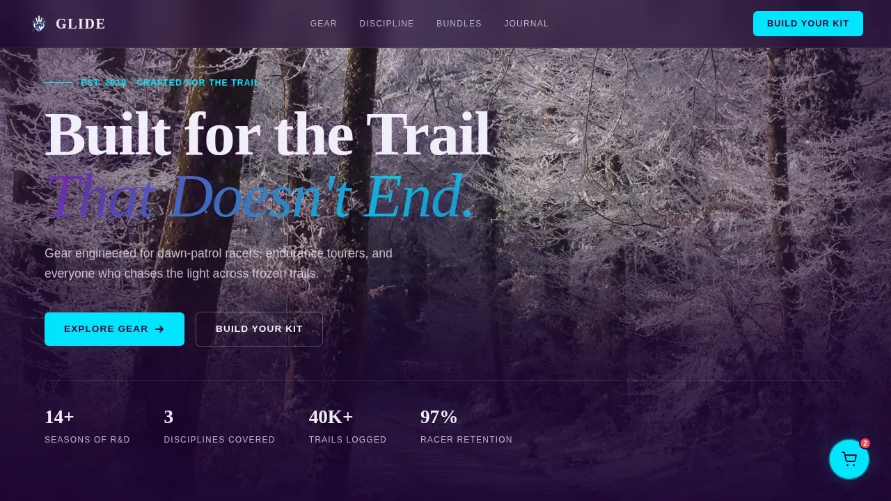 Adventure Terrain Cross-Country Skiing Equipment Landing Page