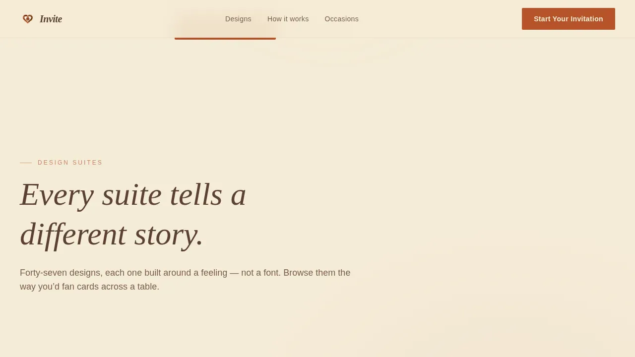 Heartfelt Digital Invitation Studio Landing Page Template