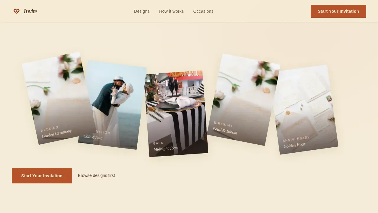 Heartfelt Digital Invitation Studio Landing Page Template