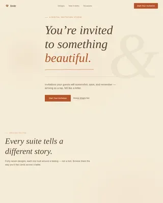 Heartfelt Digital Invitation Studio Landing Page Template