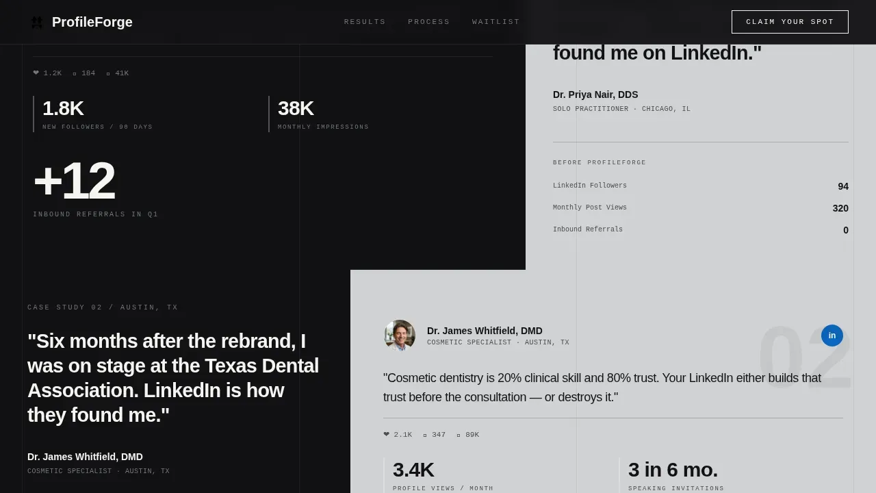 Dentist LinkedIn Optimization Landing Page