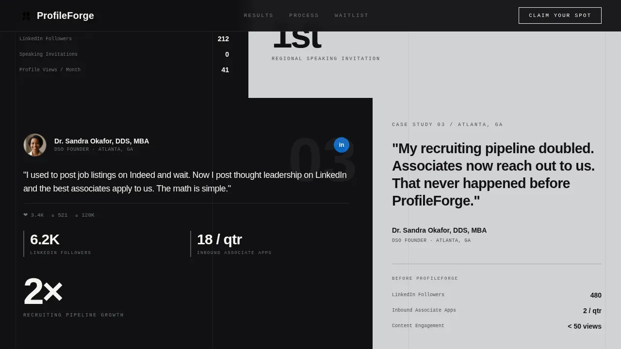 Dentist LinkedIn Optimization Landing Page