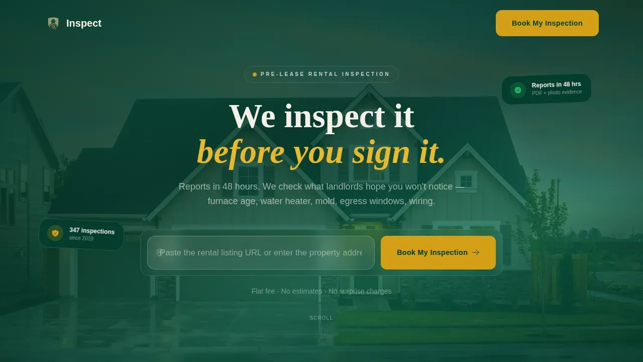 Student Rental Home Inspector Landing Page Template