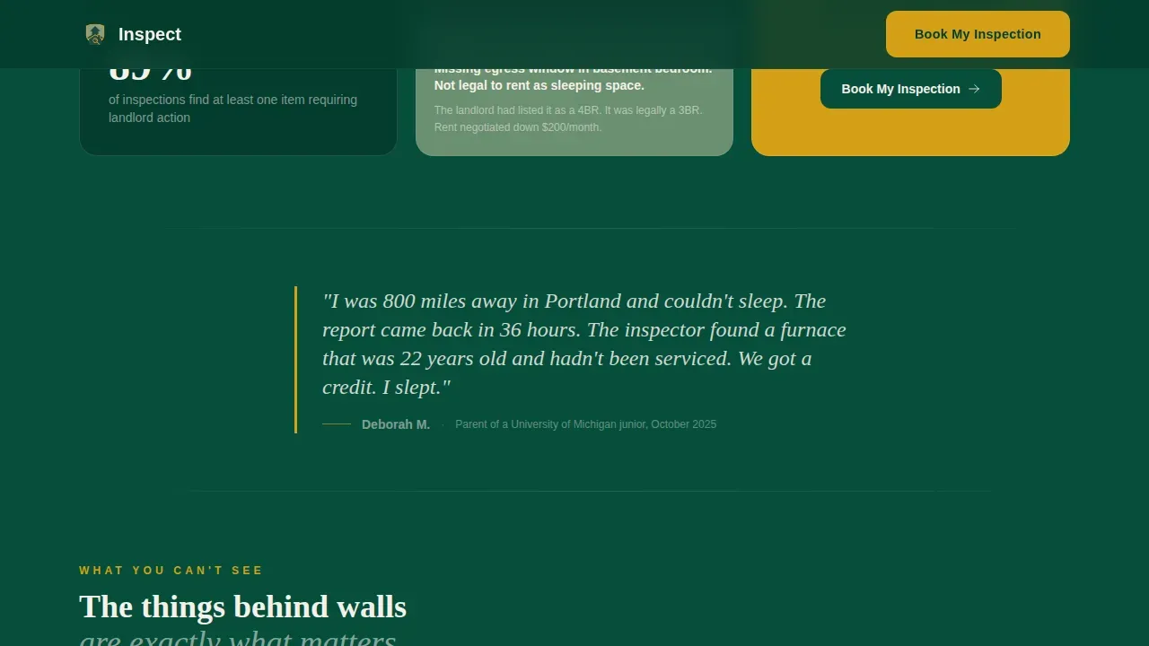 Student Rental Home Inspector Landing Page Template