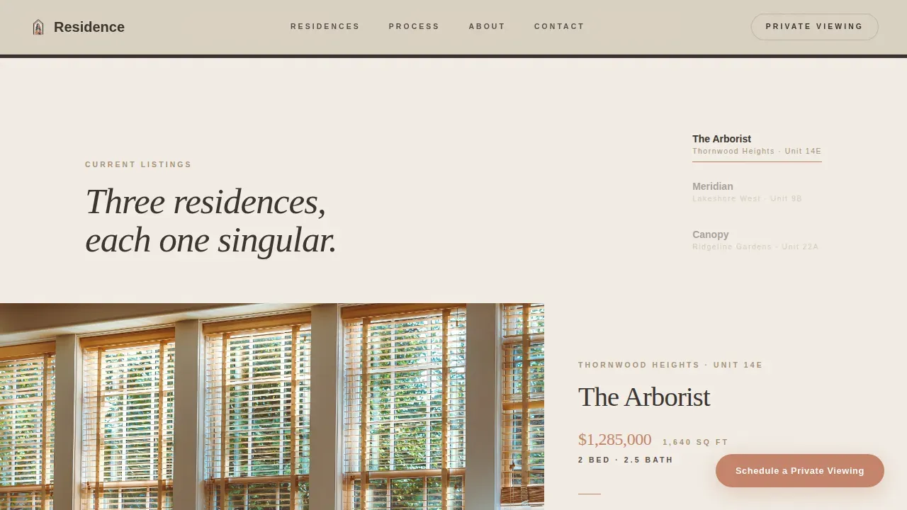 Pastoral Calm Luxury Condo Agent Landing Page Template