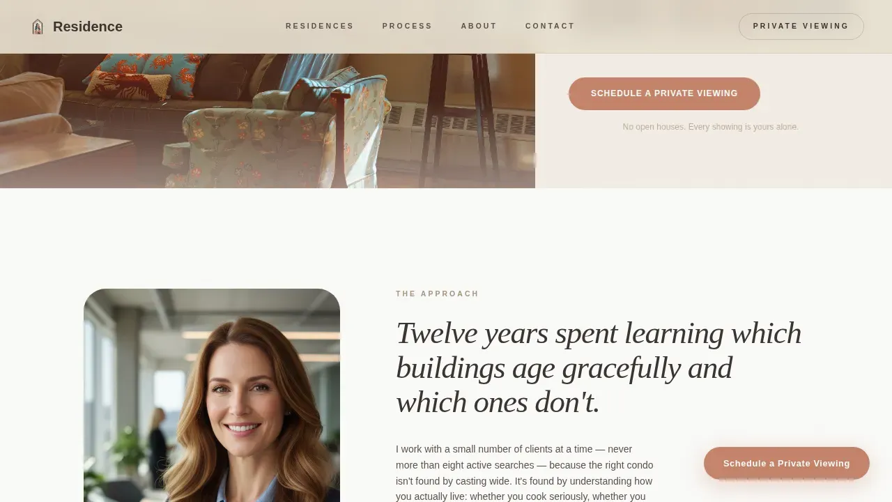Pastoral Calm Luxury Condo Agent Landing Page Template