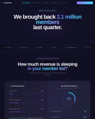 AI Fitness Re-Engagement Email Platform Landing Page