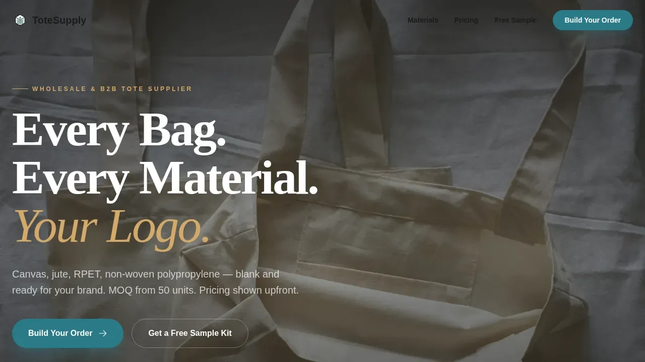 Wholesale Eco Bags B2B Landing Page Template