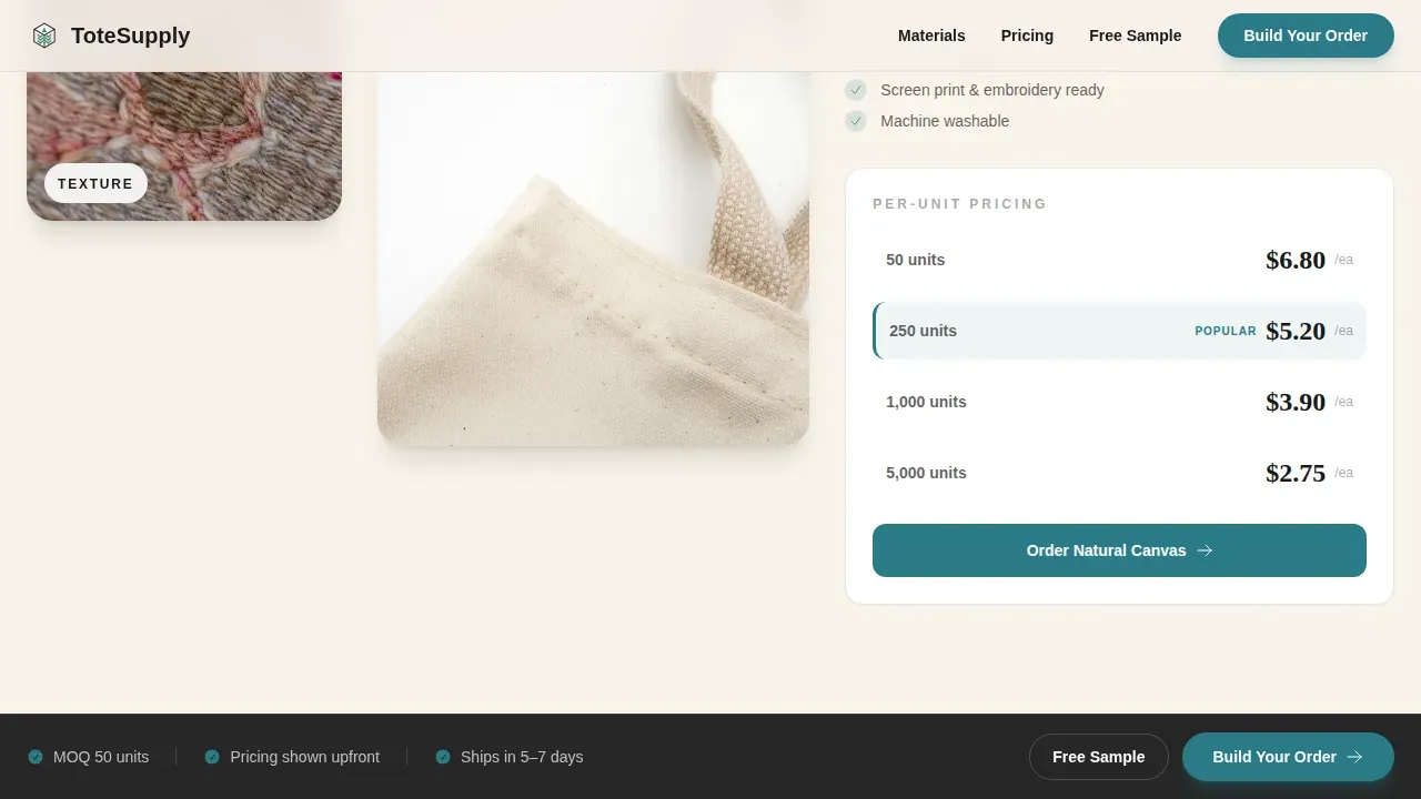 Wholesale Eco Bags B2B Landing Page Template