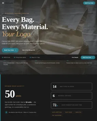 Wholesale Eco Bags B2B Landing Page Template