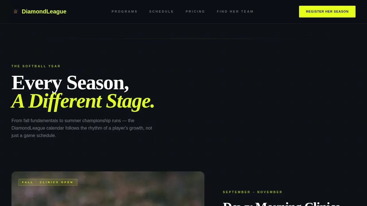 Softball Youth League Landing Page Template