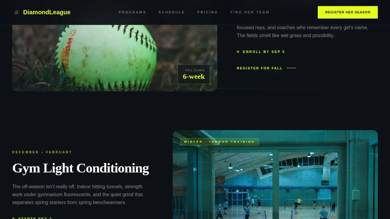 Softball Youth League Landing Page Template