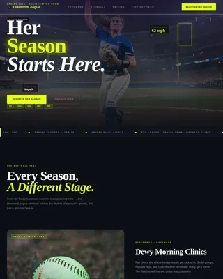 Softball Youth League Landing Page Template