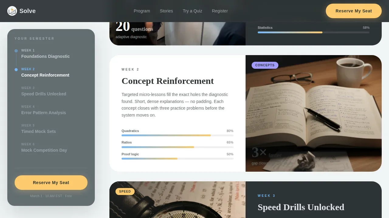 Interactive Math Competition Landing Page Template