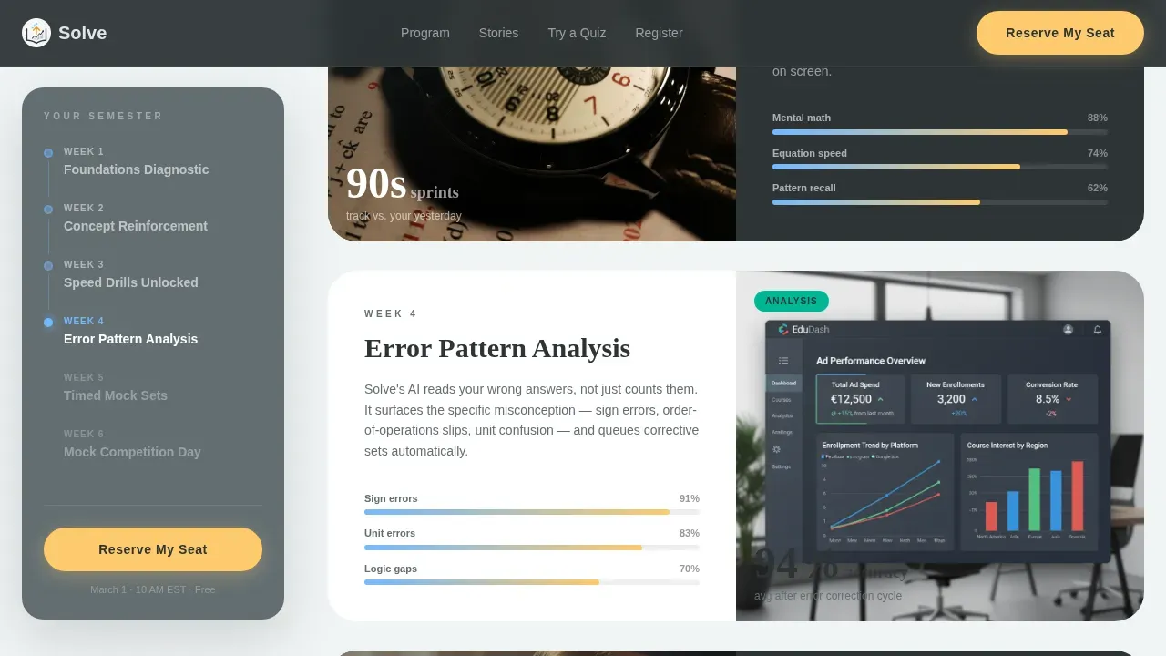 Interactive Math Competition Landing Page Template