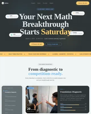 Interactive Math Competition Landing Page Template