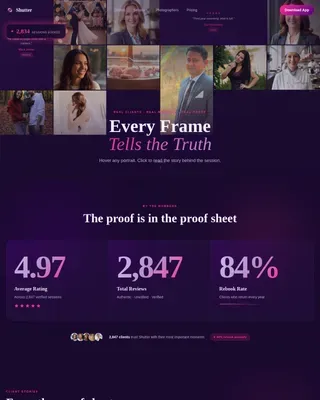 Photography Studio Client Testimonials Mosaic Website Template