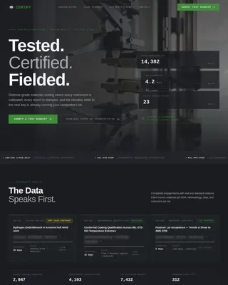 Defense Quality Testing Lab Landing Page Template
