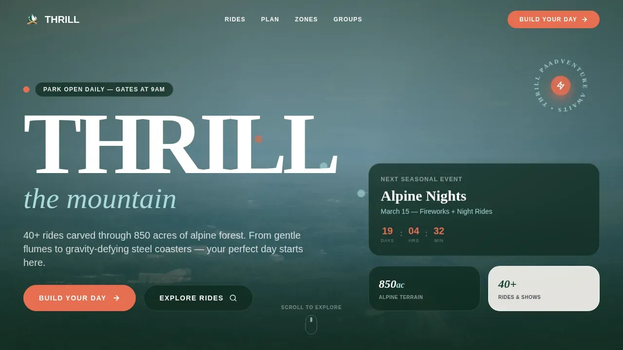 Thrilling Theme Park Landing Page Template