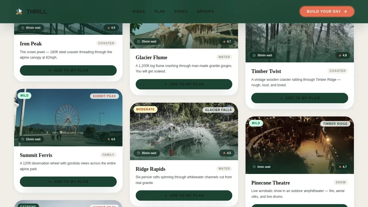 Thrilling Theme Park Landing Page Template