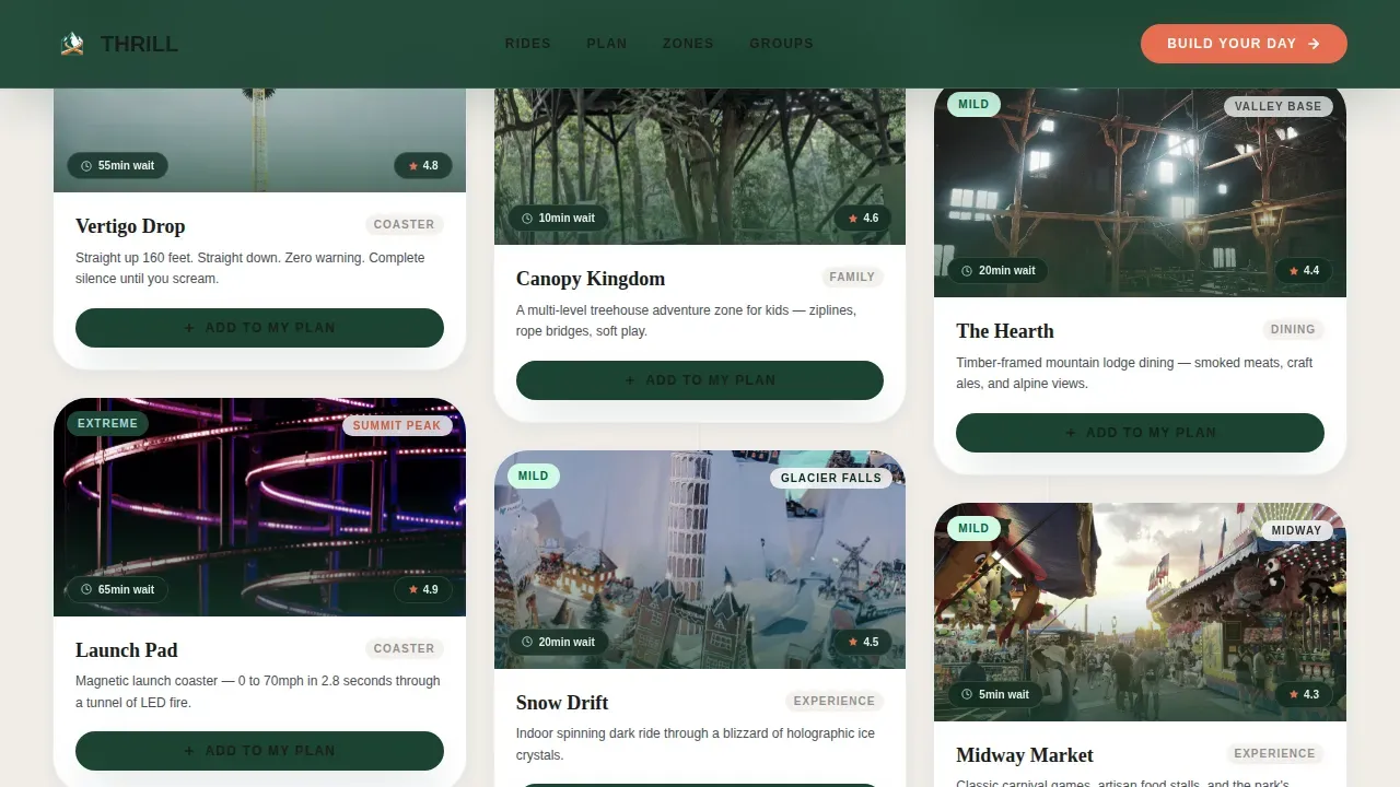 Thrilling Theme Park Landing Page Template