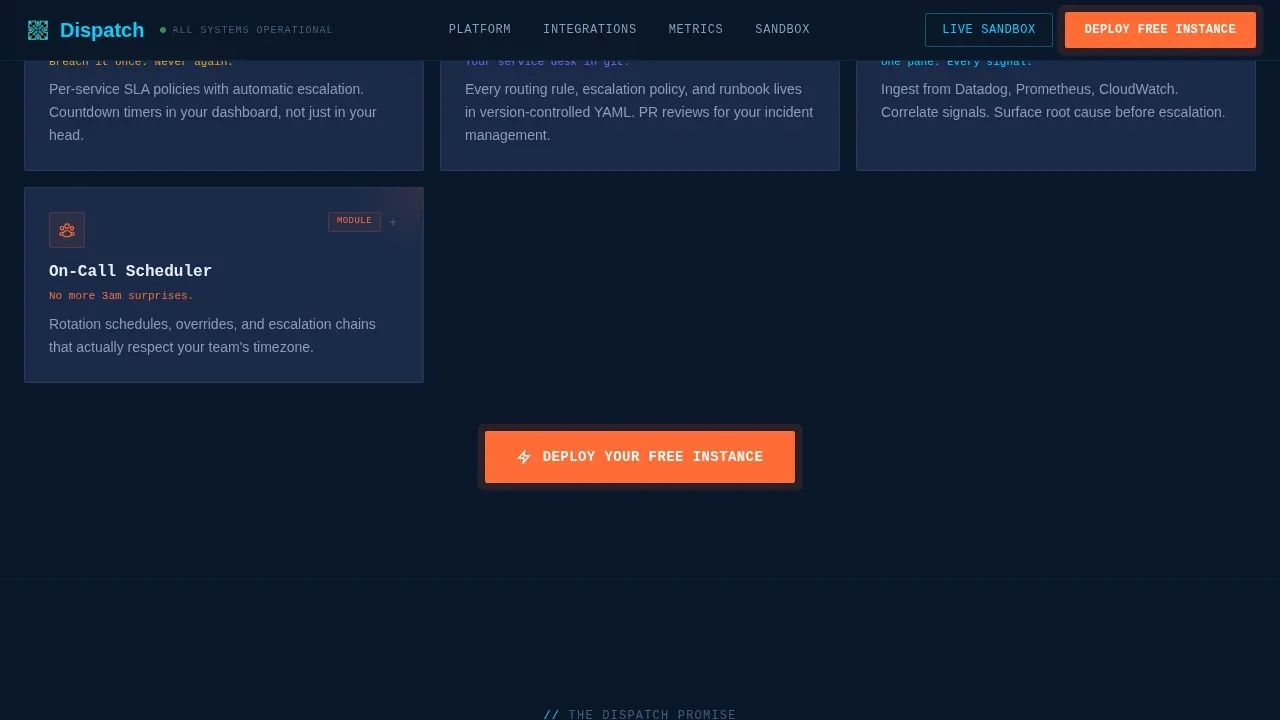 Zero Backlog Serverless ITSM Landing Page Template