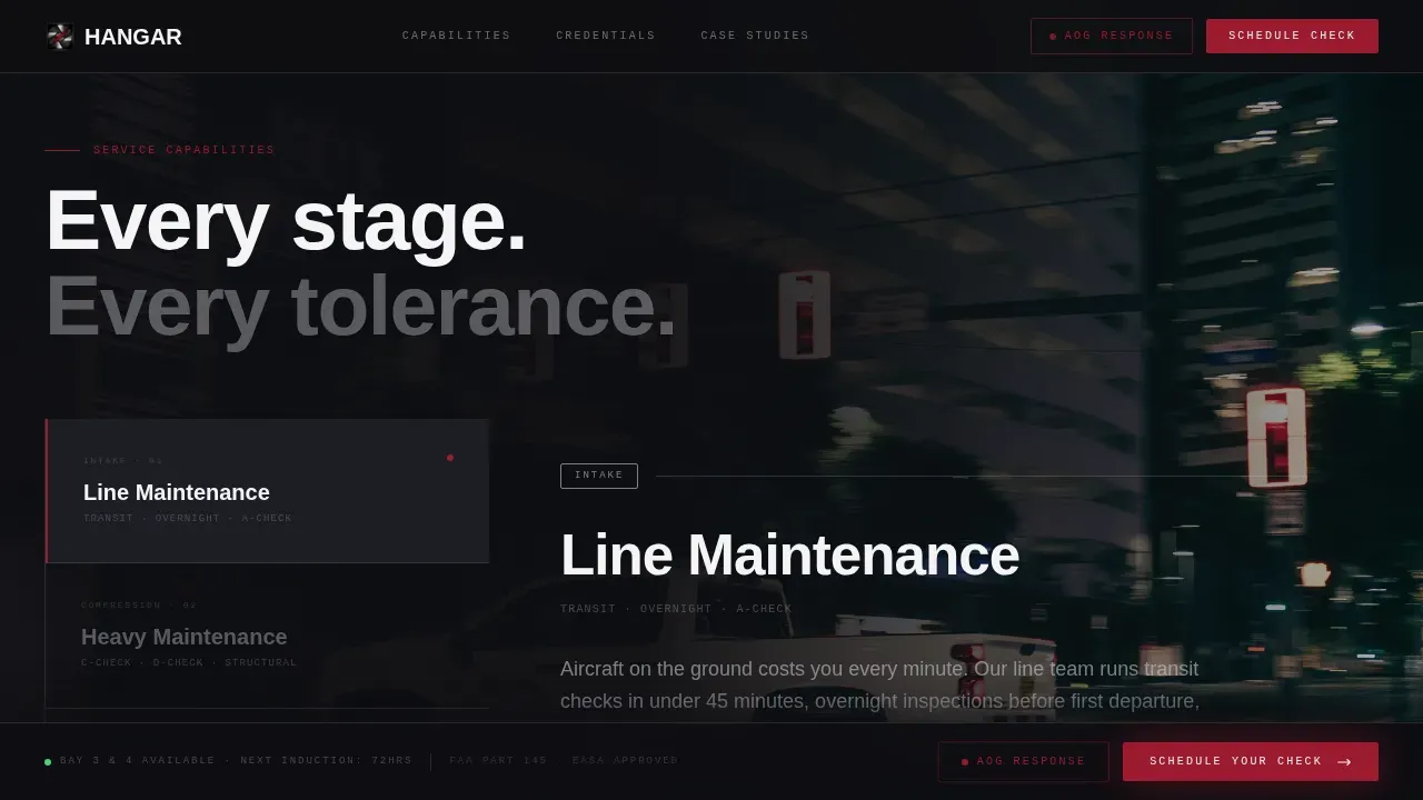 Precision MRO Aircraft Maintenance Landing Page Template