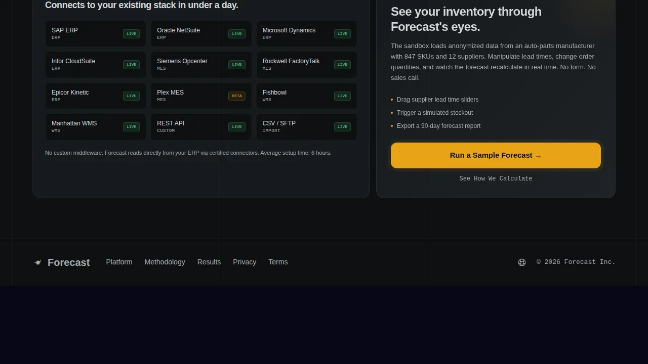 AI Inventory Forecasting Manufacturing Landing Page Template