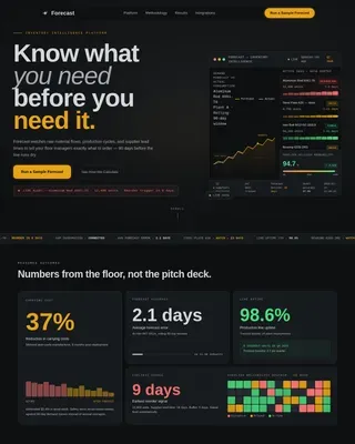 AI Inventory Forecasting Manufacturing Landing Page Template