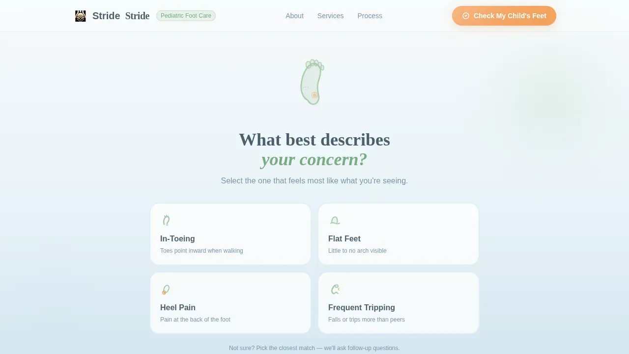 Pediatric Foot Care Assessment Landing Page Template