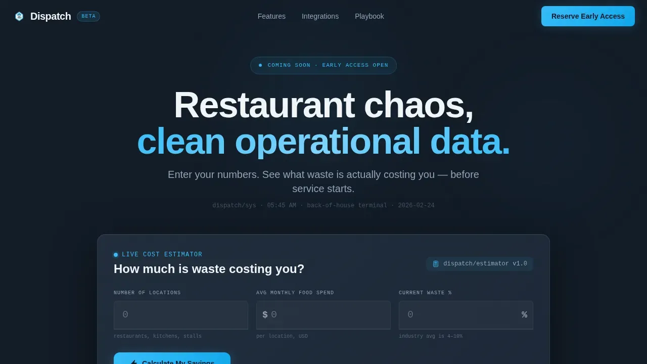 Food Cost Management Landing Page Template