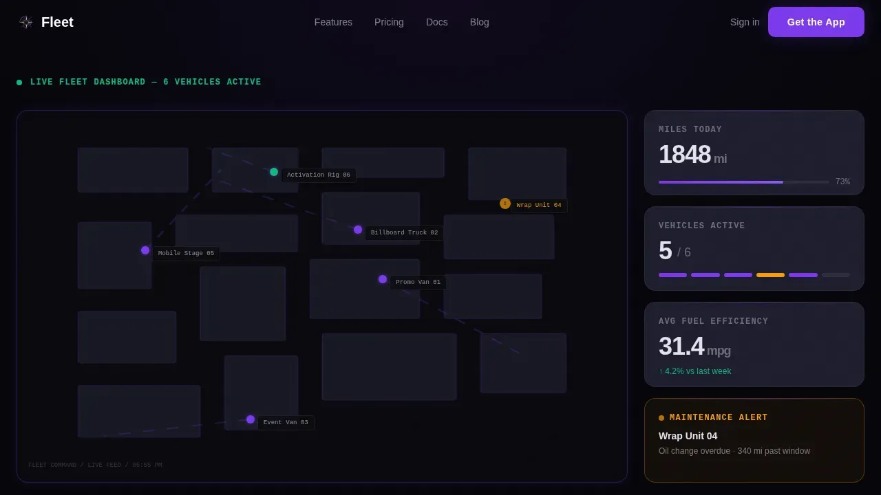 Agency Vehicle Tracking Dashboard Landing Page Template