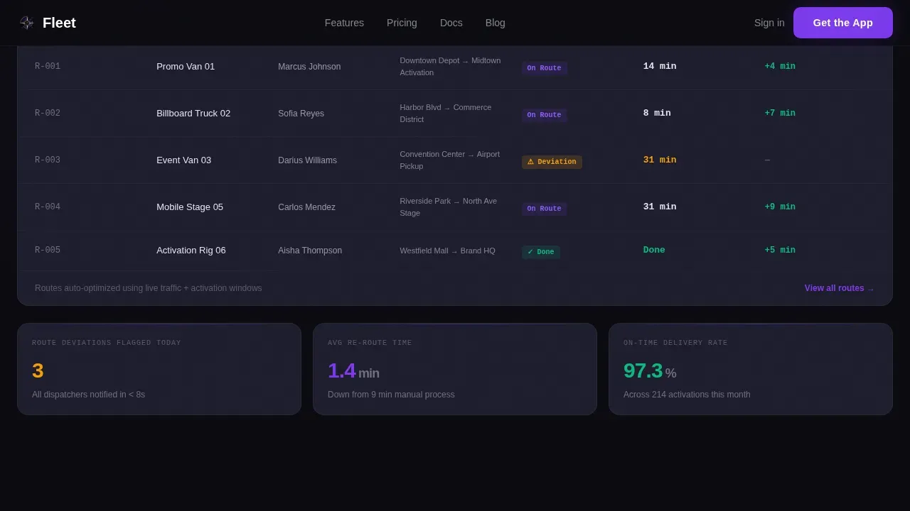 Agency Vehicle Tracking Dashboard Landing Page Template