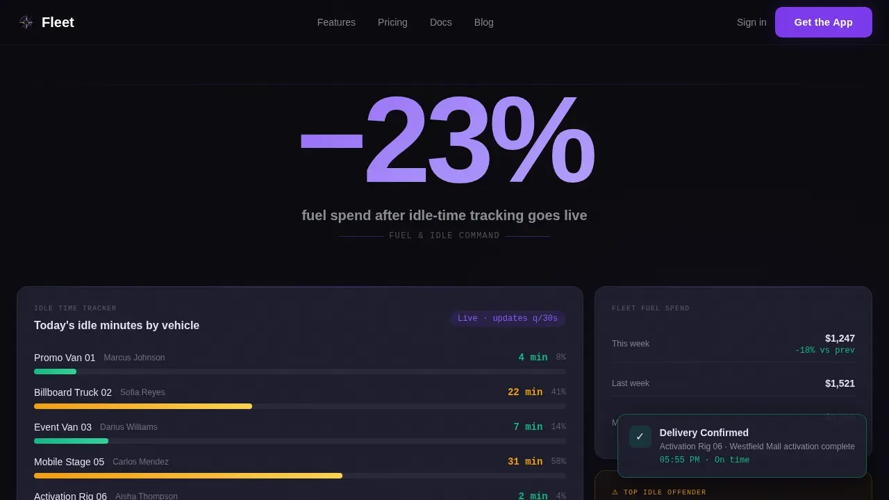 Agency Vehicle Tracking Dashboard Landing Page Template