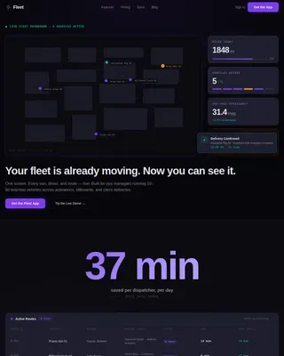 Agency Vehicle Tracking Dashboard Landing Page Template