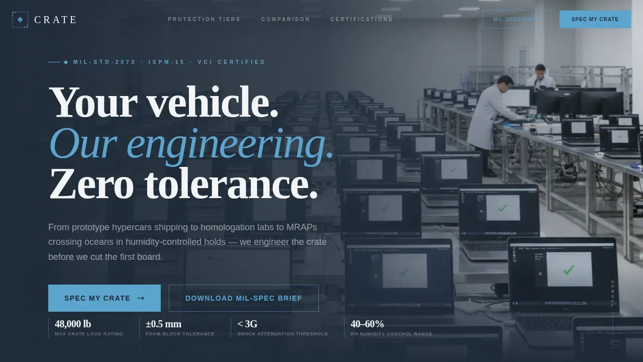 Engineered Vehicle Packaging | Free Website Template | Rocket