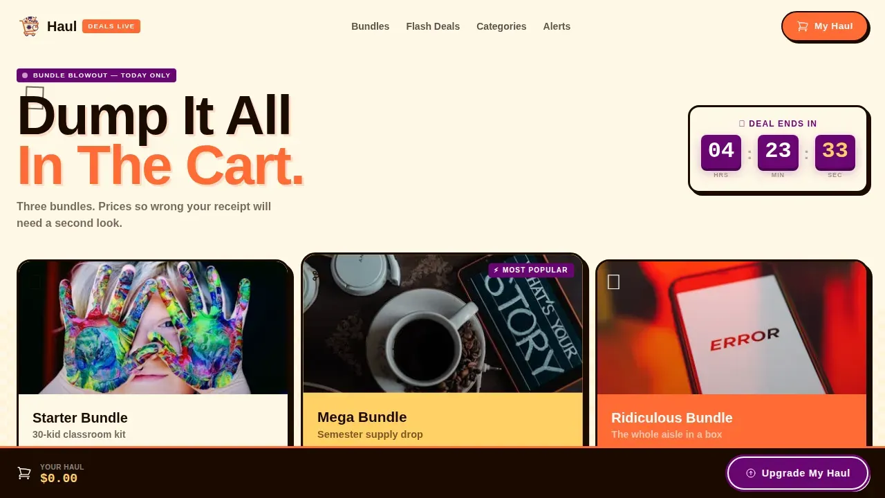 Neo-Retro Bundle Deal Arts & Crafts Landing Page Template