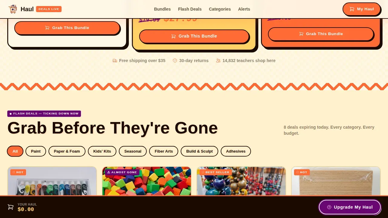 Neo-Retro Bundle Deal Arts & Crafts Landing Page Template