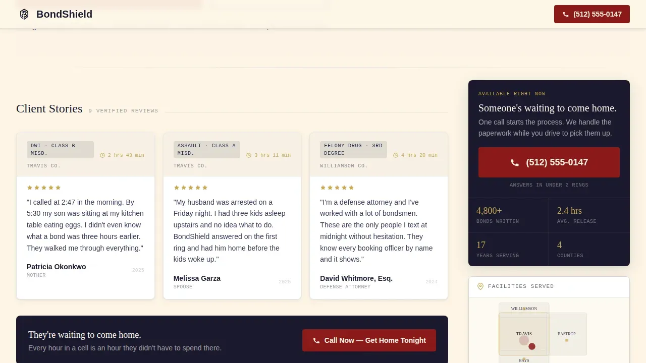 Reliable Bail Services Landing Page Template