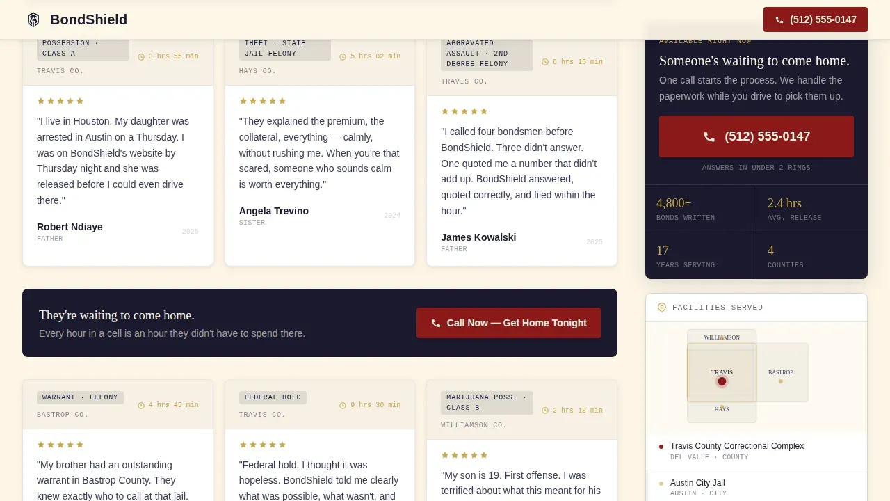 Reliable Bail Services Landing Page Template