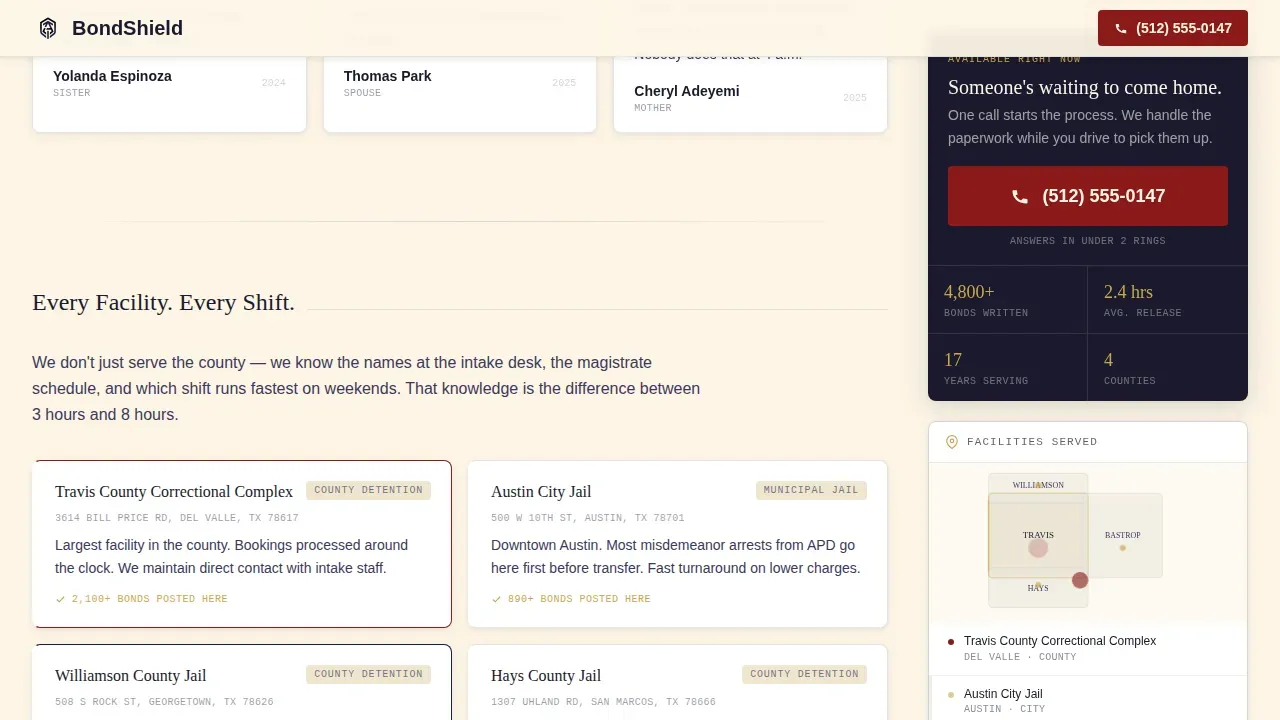 Reliable Bail Services Landing Page Template
